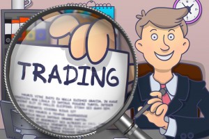 Trading through Magnifier. Doodle Design.